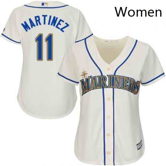 Womens Majestic Seattle Mariners 11 Edgar Martinez Replica Cream Alternate Cool Base MLB Jersey